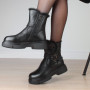 Жіночі зимові черевики ALLSY Lonza 202957 LT-25Z26B08-1 6026 з натуральної шкіри з опушкою на товстій підошві чорні 