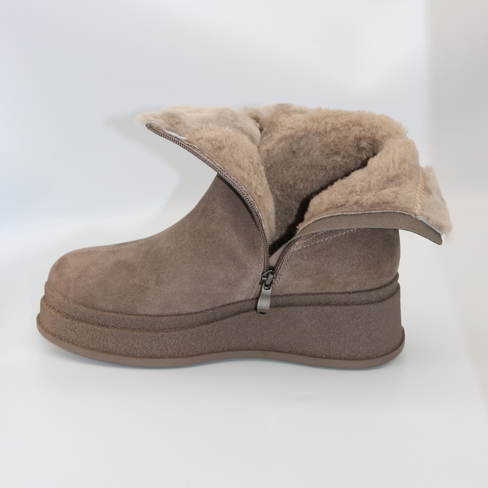 Жіночі зимові черевики на танкетці Anna Lucci Lonza 204951 203243 192330 80923-8C GREY SUEDE 6027 з натуральної замші, бежеві