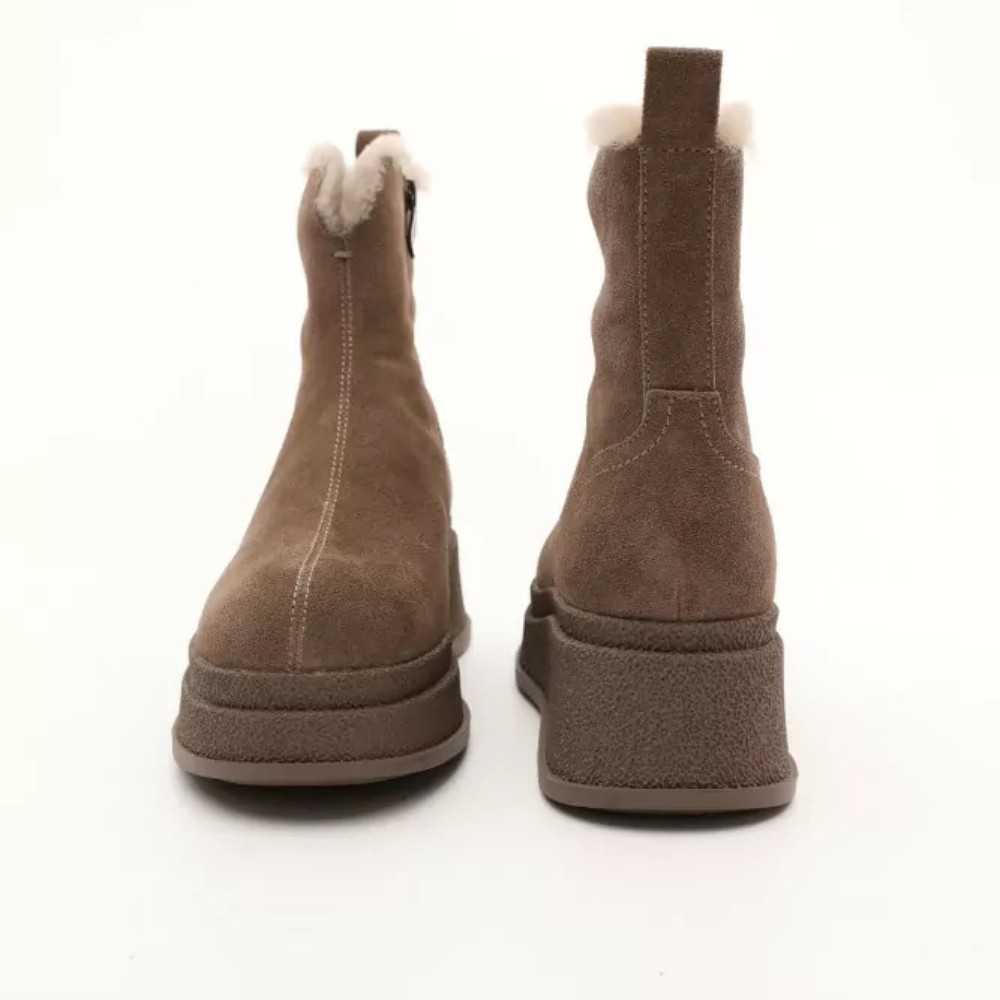 Жіночі зимові черевики на танкетці Anna Lucci Lonza 204951 203243 192330 80923-8C GREY SUEDE 6027 з натуральної замші, бежеві