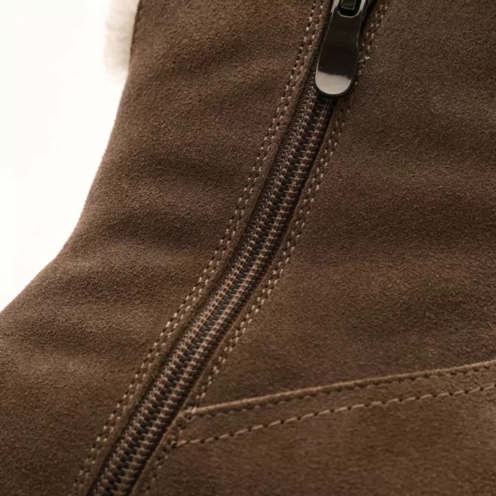 Жіночі зимові черевики на танкетці Anna Lucci Lonza 204951 203243 192330 80923-8C GREY SUEDE 6027 з натуральної замші, бежеві