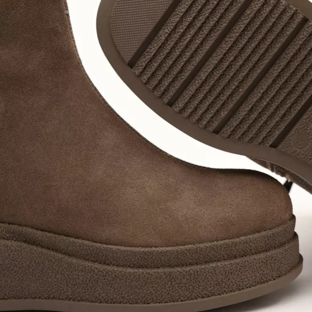 Жіночі зимові черевики на танкетці Anna Lucci Lonza 204951 203243 192330 80923-8C GREY SUEDE 6027 з натуральної замші, бежеві