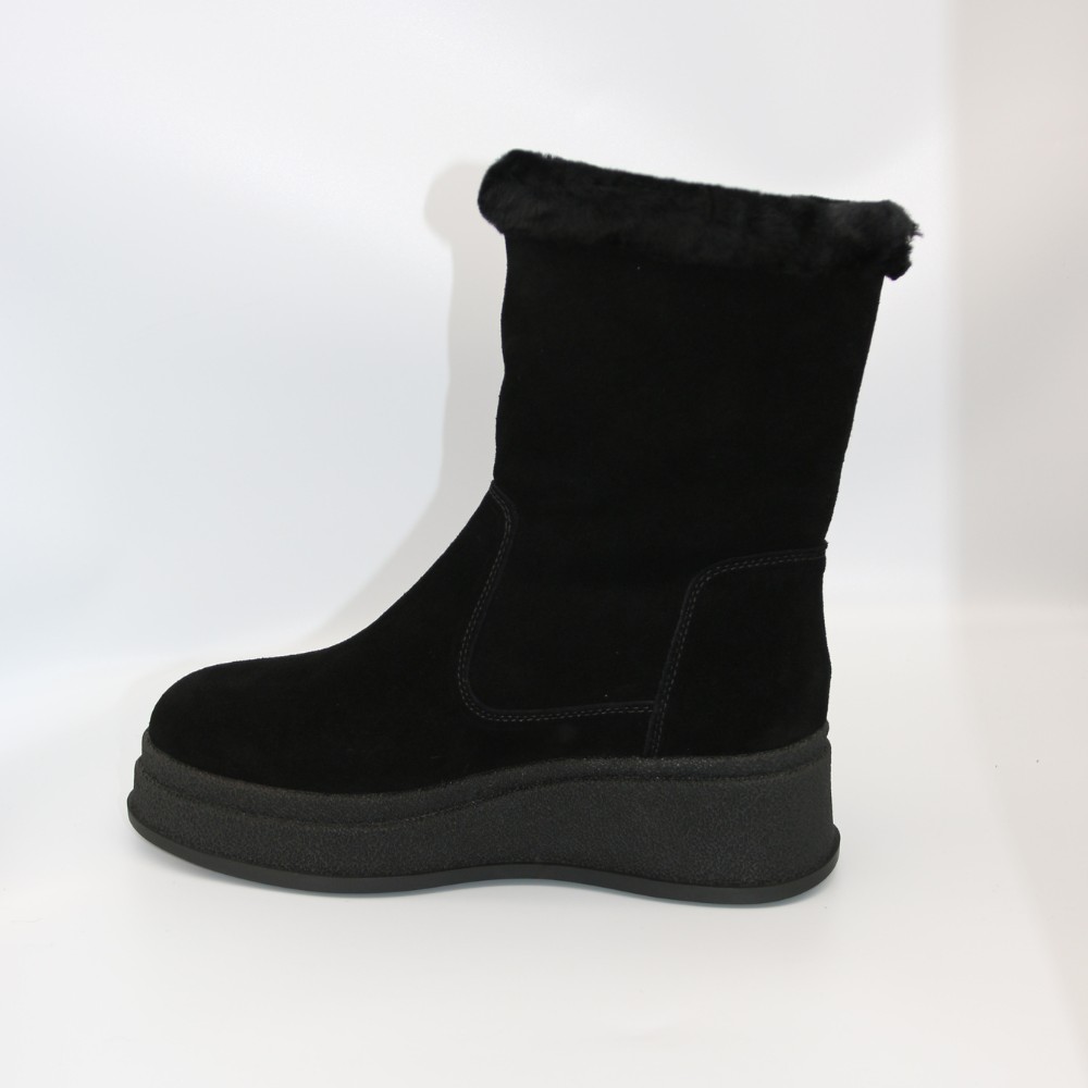 Женские зимние ботинки на танкетке Anna Lucci из натуральной замши, чёрные 202480 80923-15A BLACK SUEDE 6028