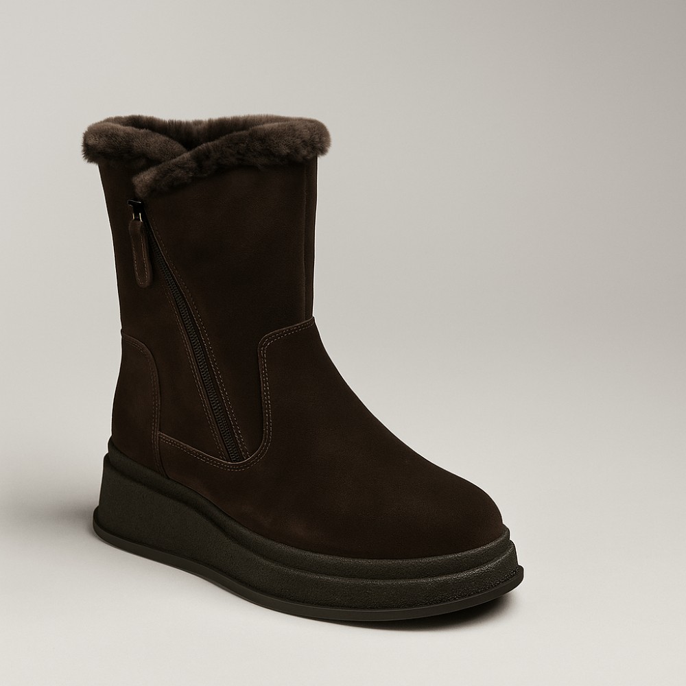 Women’s brown winter wedge boots in genuine suede - Anna Lucci 202478 80923-15B BROWN SUEDE 6029