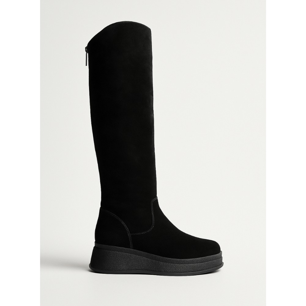 Жіночі чорні замшеві чоботи на платформі Anna Lucci 203255 80923-1B BLACK 6031 єврозима