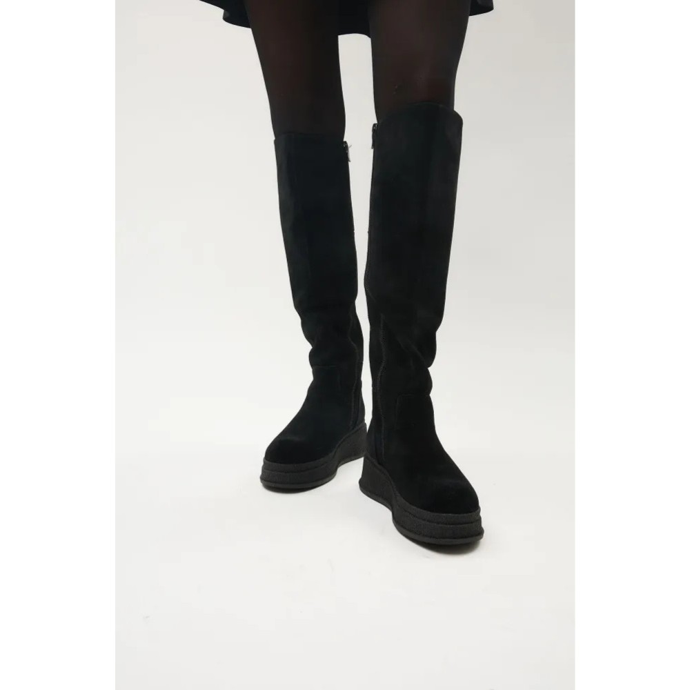 Жіночі чорні замшеві чоботи на платформі Anna Lucci 203255 80923-1B BLACK 6031 єврозима