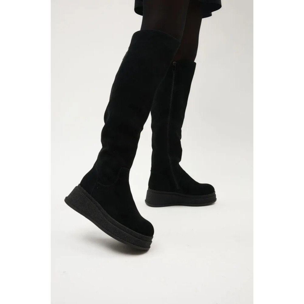 Жіночі чорні замшеві чоботи на платформі Anna Lucci 203255 80923-1B BLACK 6031 єврозима