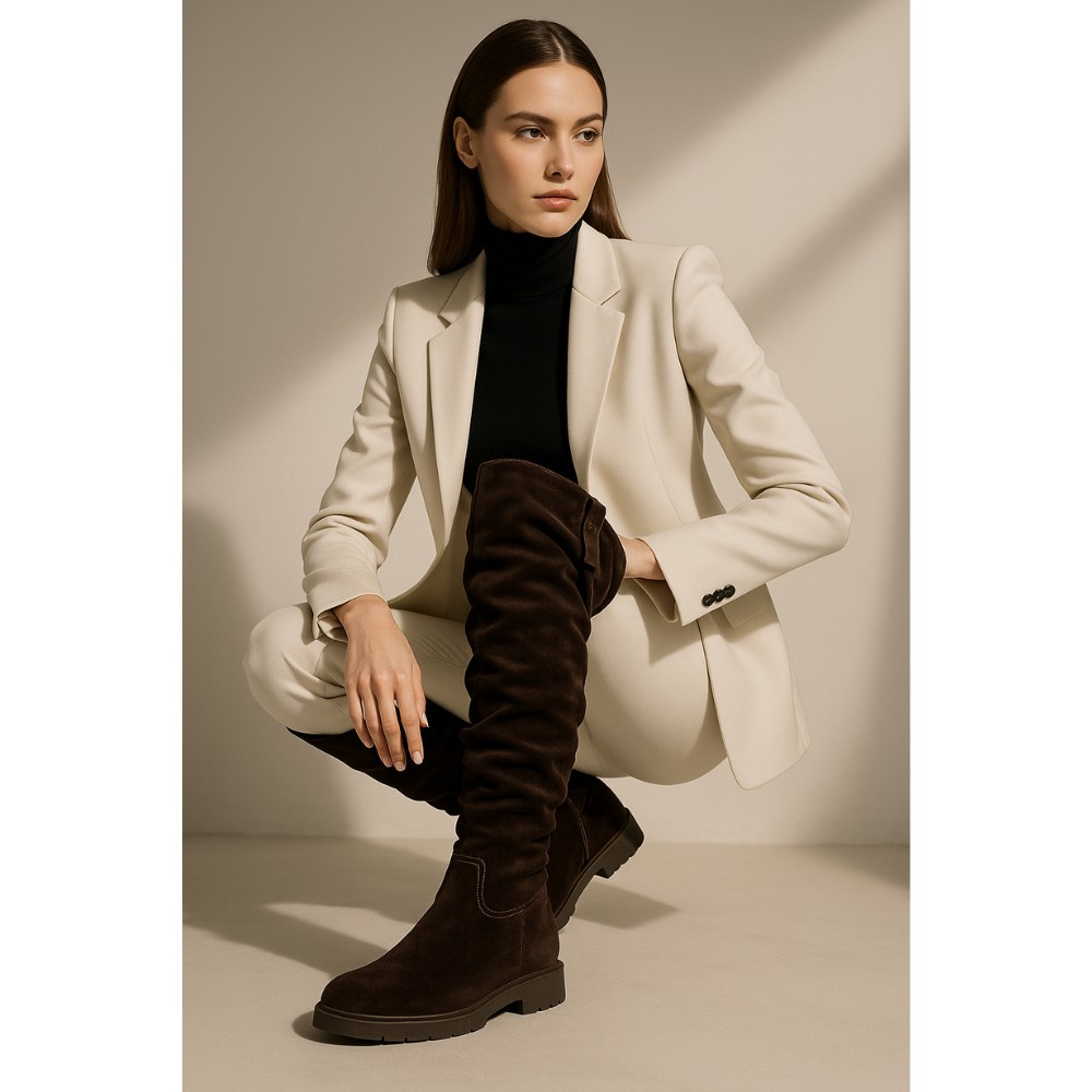 Romax Comfort 8181-10v-E 6032 - шоколадні замшеві чоботи, єврозима