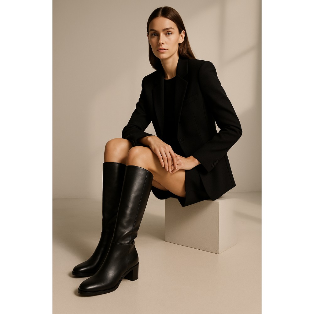 Жіночі демісезонні шкіряні чоботи KOTYL 1387 czarny lico 6033