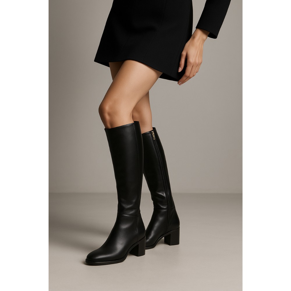 Жіночі демісезонні шкіряні чоботи KOTYL 1387 czarny lico 6033