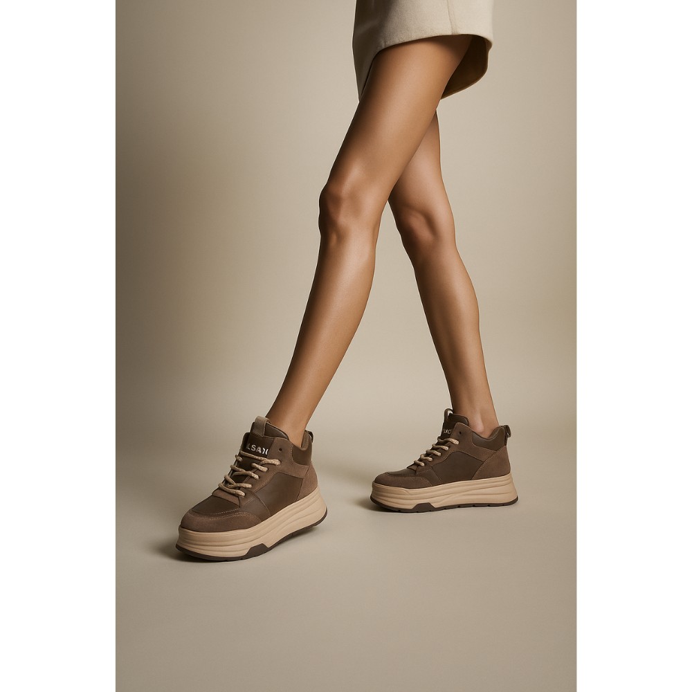 Жіночі зимові кросівки Allsy Lonza 203071 ARB-2B88-8M KHAKI 6034 хакі, висока платформа, вовняний утеплювач