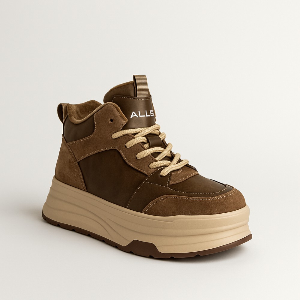 Жіночі зимові кросівки Allsy Lonza 203071 ARB-2B88-8M KHAKI 6034 хакі, висока платформа, вовняний утеплювач