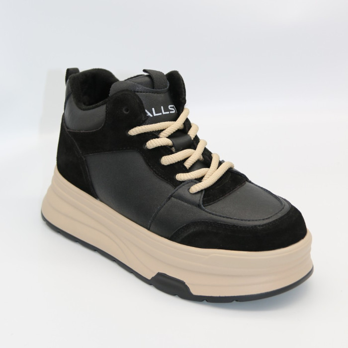 Женские зимние кроссовки Allsy Lonza 216022 203062 BLACK 6035 черные, шерстяной утеплитель