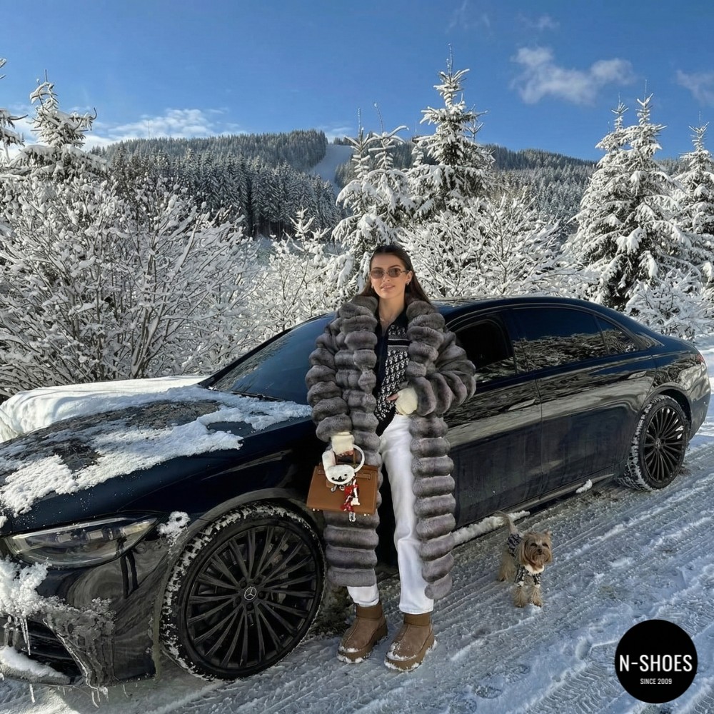 Женские зимние угги Allsy Lonza на каблуке шерсть 204973 201672 8752-2 KHAKI 6036