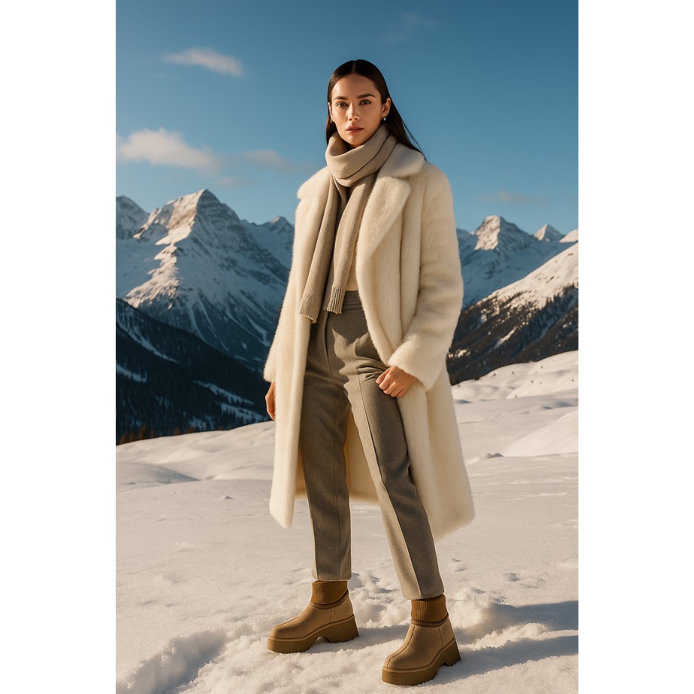 Жіночі зимові уггі Allsy Lonza на підборах, бежеві 204973 201672 8752-2 KHAKI 6036