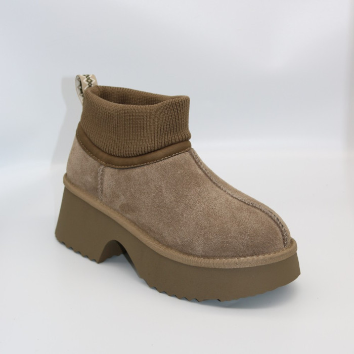 Женские зимние угги Allsy Lonza на каблуке шерсть 204973 201672 8752-2 KHAKI 6036