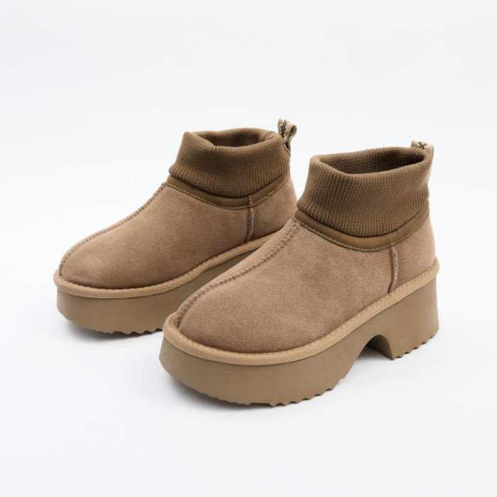 Женские зимние угги Allsy Lonza на каблуке шерсть 204973 201672 8752-2 KHAKI 6036