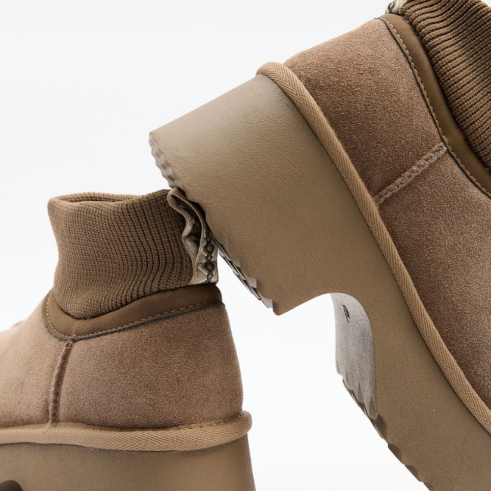 Жіночі зимові уггі Allsy Lonza на підборах, бежеві 204973 201672 8752-2 KHAKI 6036