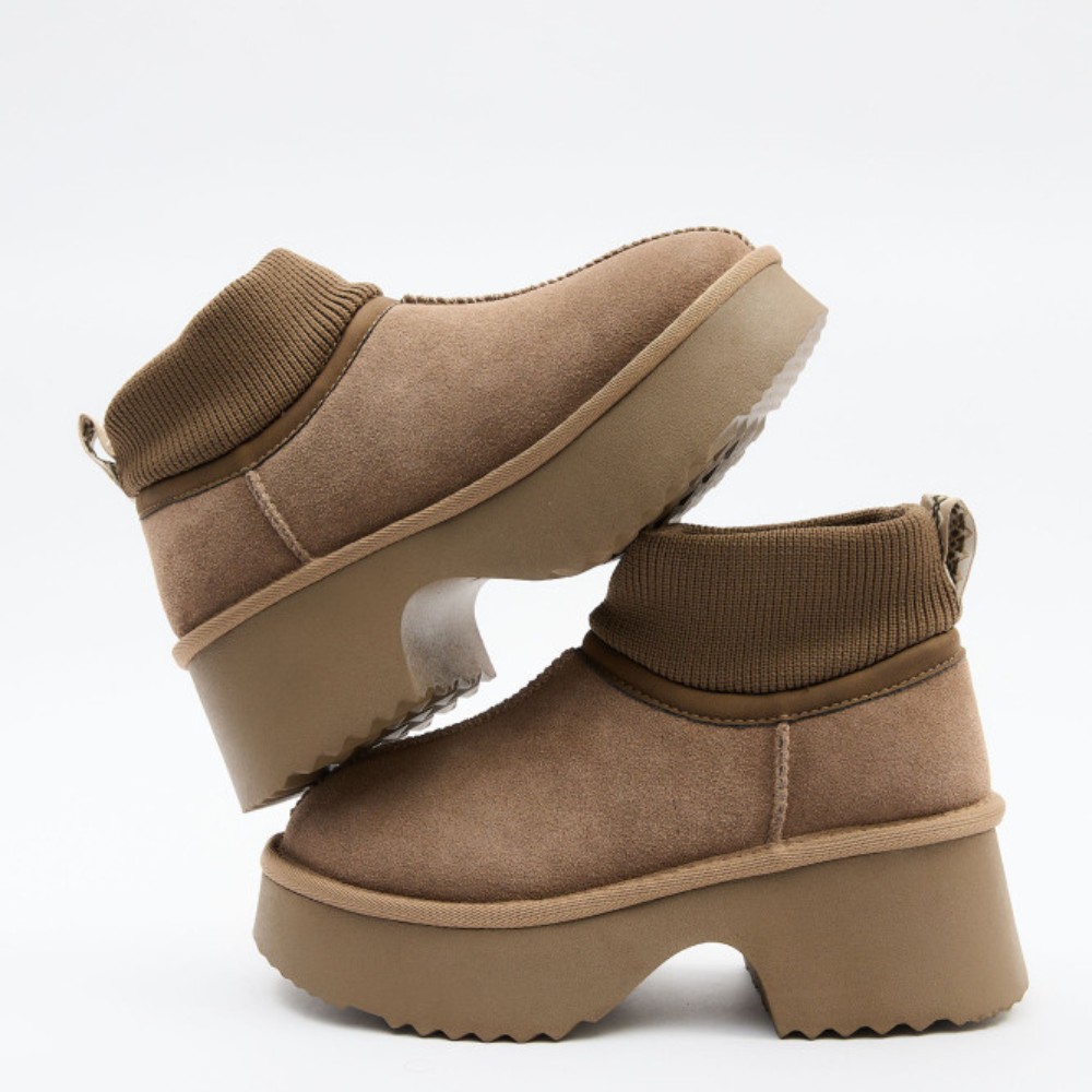 Жіночі зимові уггі Allsy Lonza на підборах, бежеві 204973 201672 8752-2 KHAKI 6036