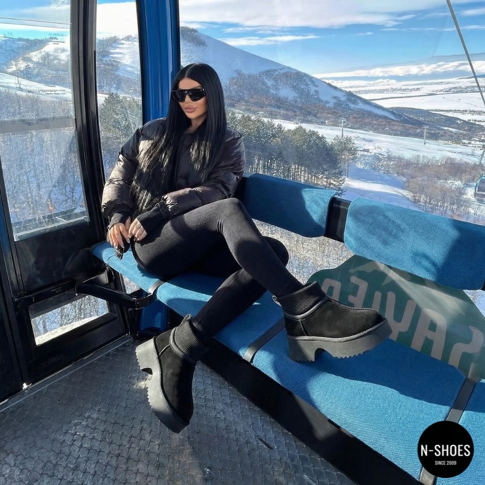 Жіночі зимові уггі Allsy Lonza 204971 201669 8752-1 BLACK 6037 на натуральній вовні