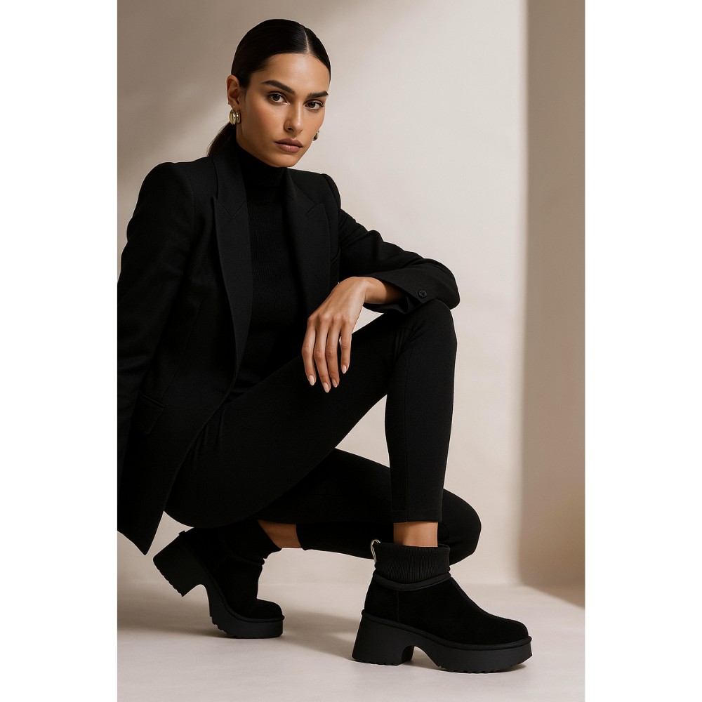 Жіночі зимові уггі на підборах Allsy Lonza 204971 201669 8752-1 BLACK 6037 з вовняним утеплювачем