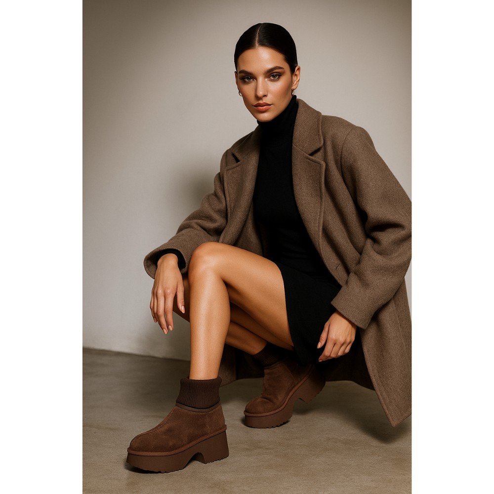 Жіночі зимові уггі на підборах Allsy Lonza 204972 201676 8752-3 BROWN 6038