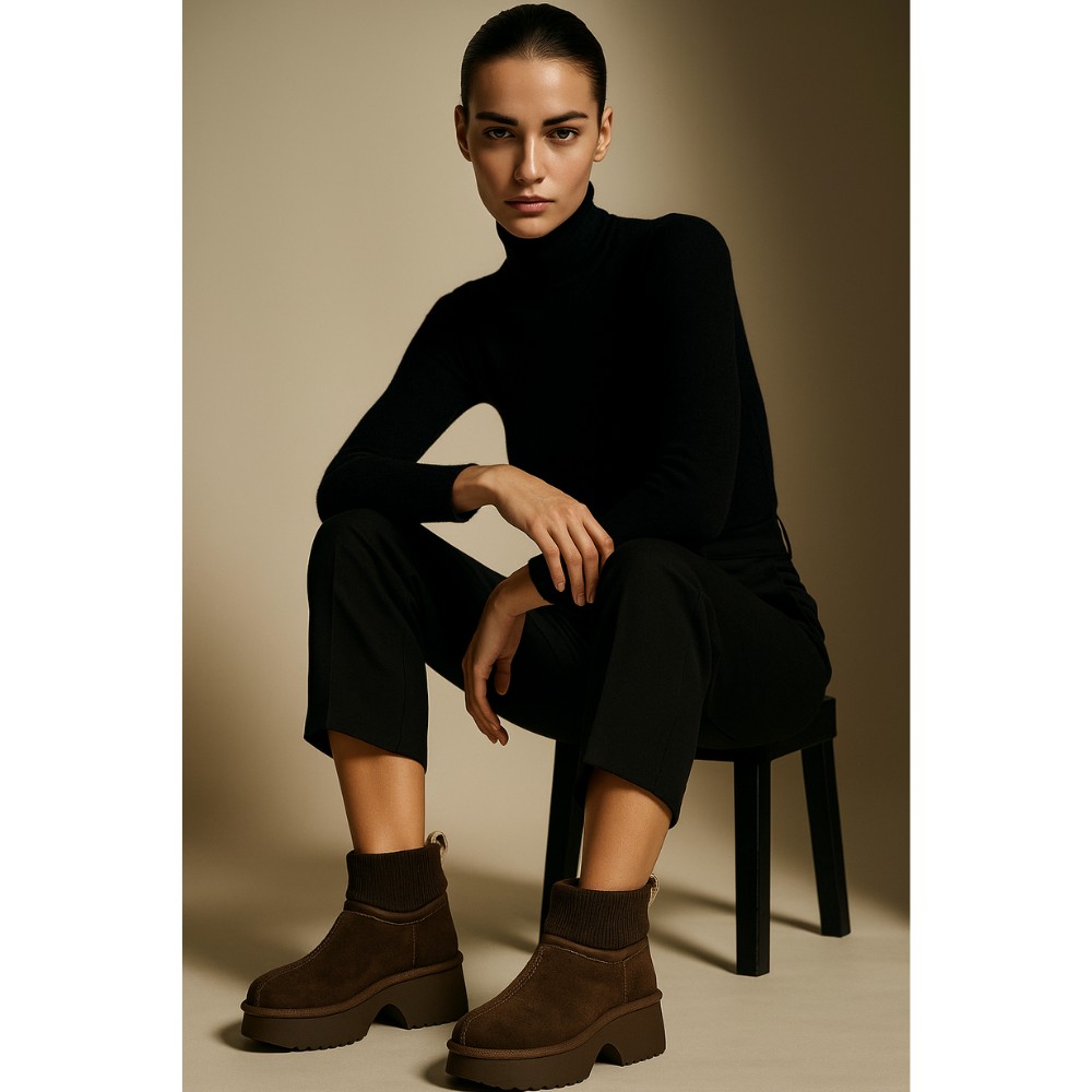 Жіночі зимові уггі на підборах Allsy Lonza 204972 201676 8752-3 BROWN 6038