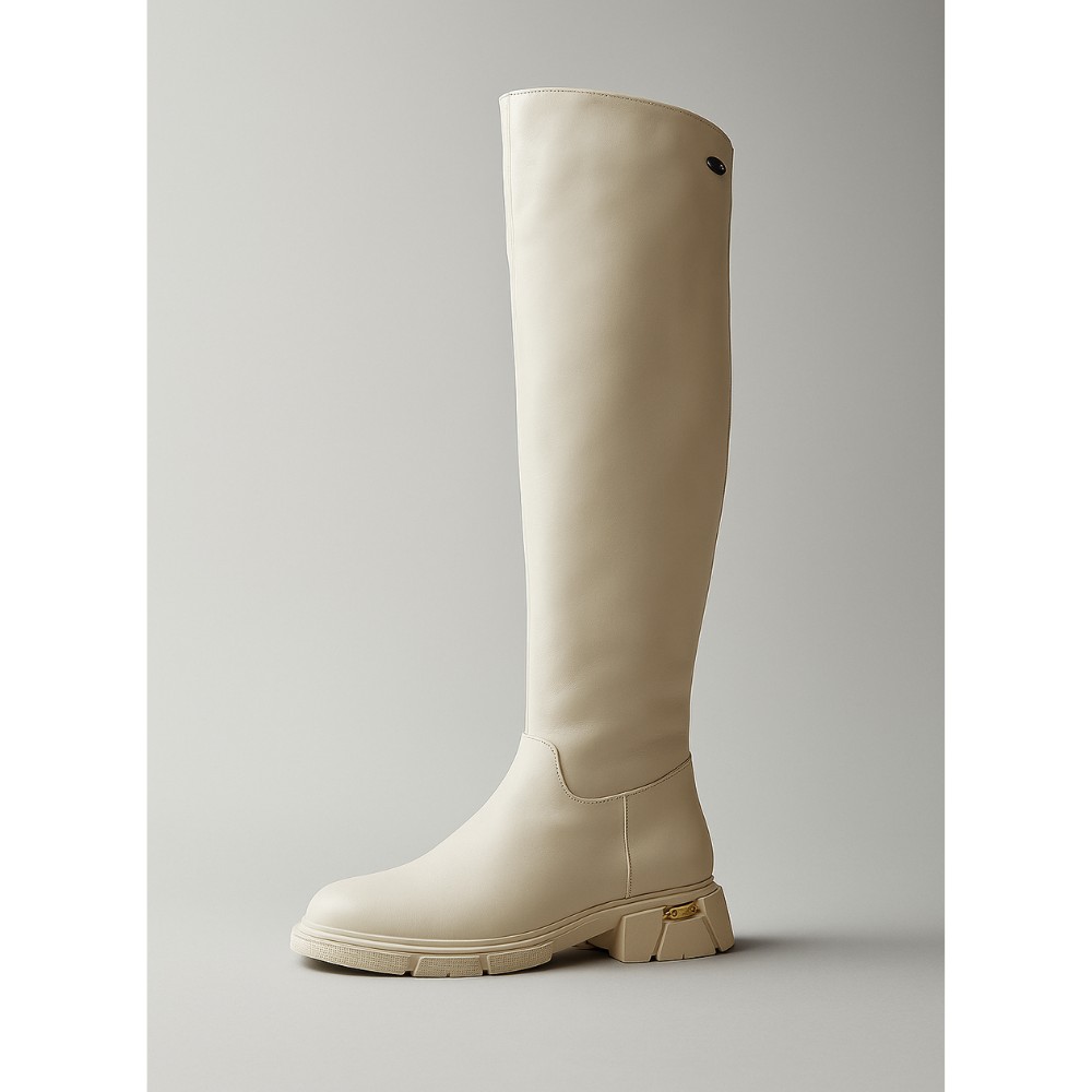 Женские молочные ботфорты ROMAX COMFORT 5090-2E 6039 из натуральной кожи с утеплением Еврозима