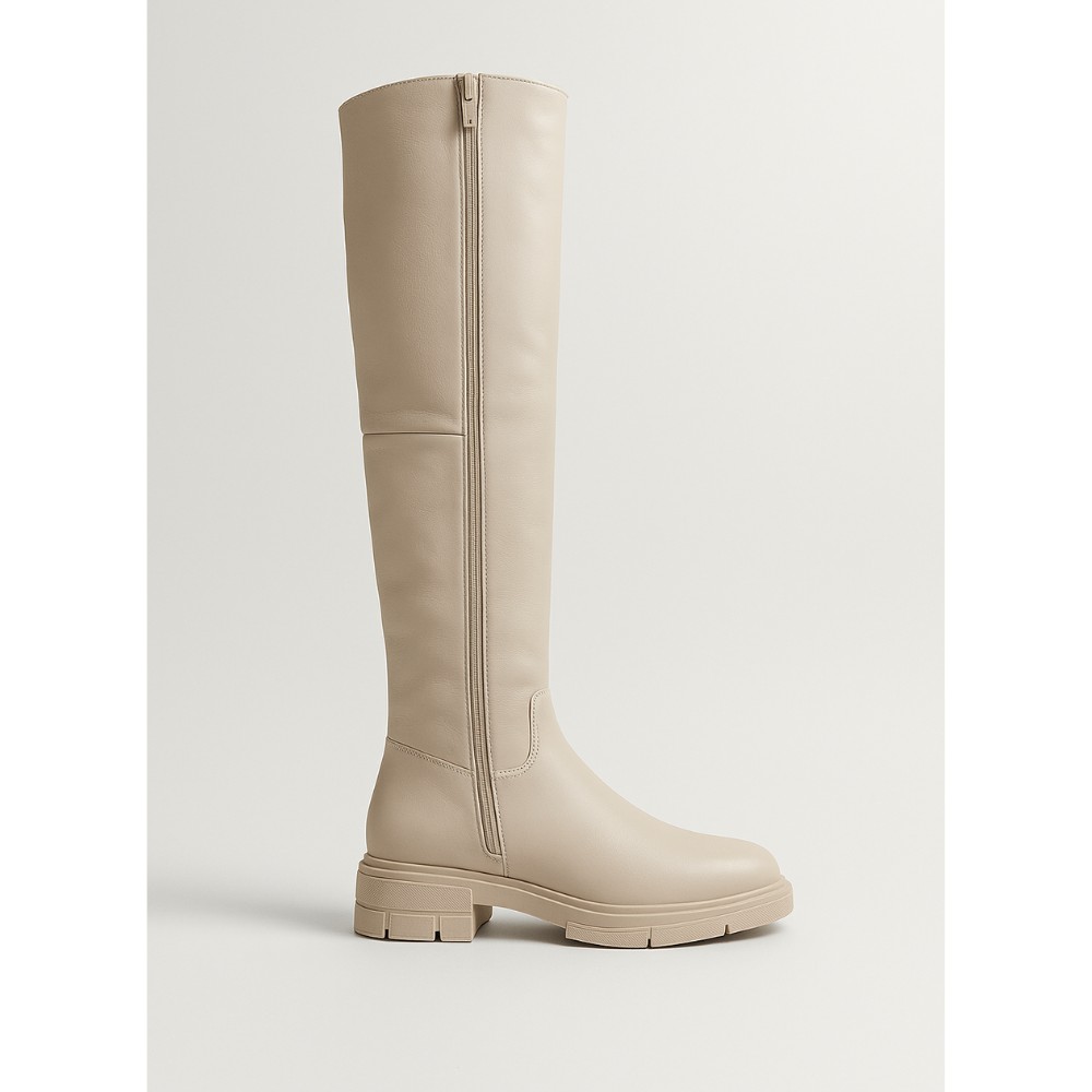 Женские молочные ботфорты ROMAX COMFORT 5090-2E 6039 из натуральной кожи с утеплением Еврозима