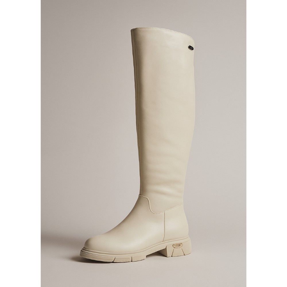 Женские молочные ботфорты ROMAX COMFORT 5090-2E 6039 из натуральной кожи с утеплением Еврозима