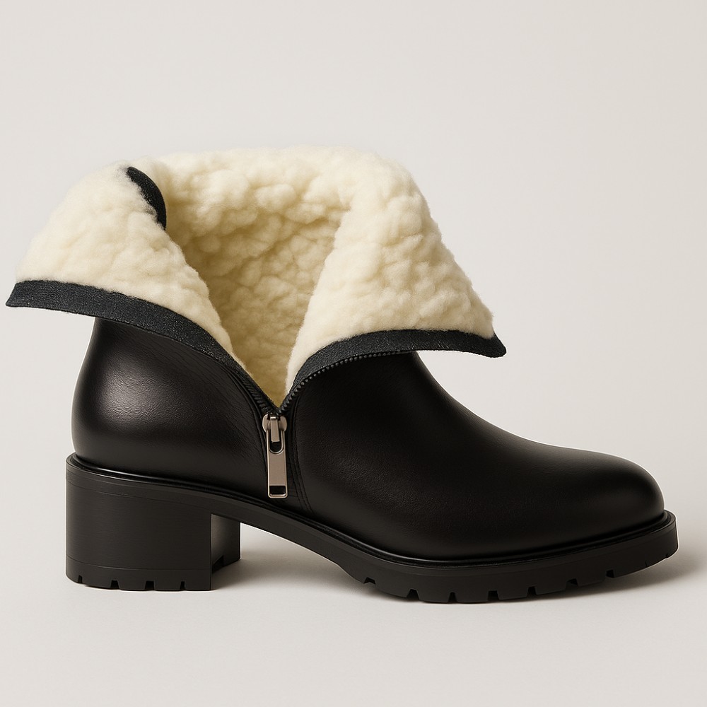 Жіночі анатомічні напівчоботи AXEL 4417-6042 чорні для широкої стопи