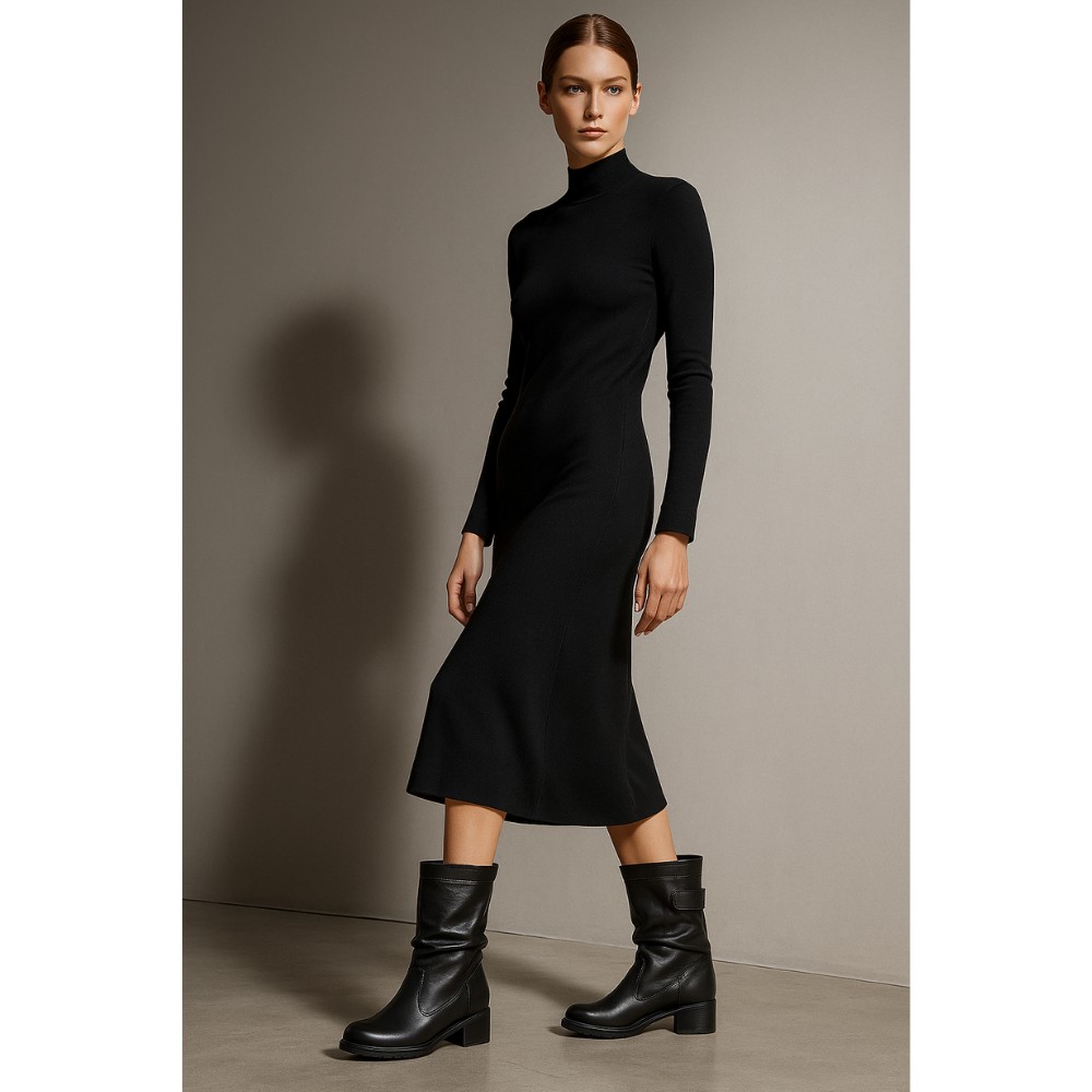 Жіночі анатомічні напівчоботи AXEL 4417-6042 чорні для широкої стопи