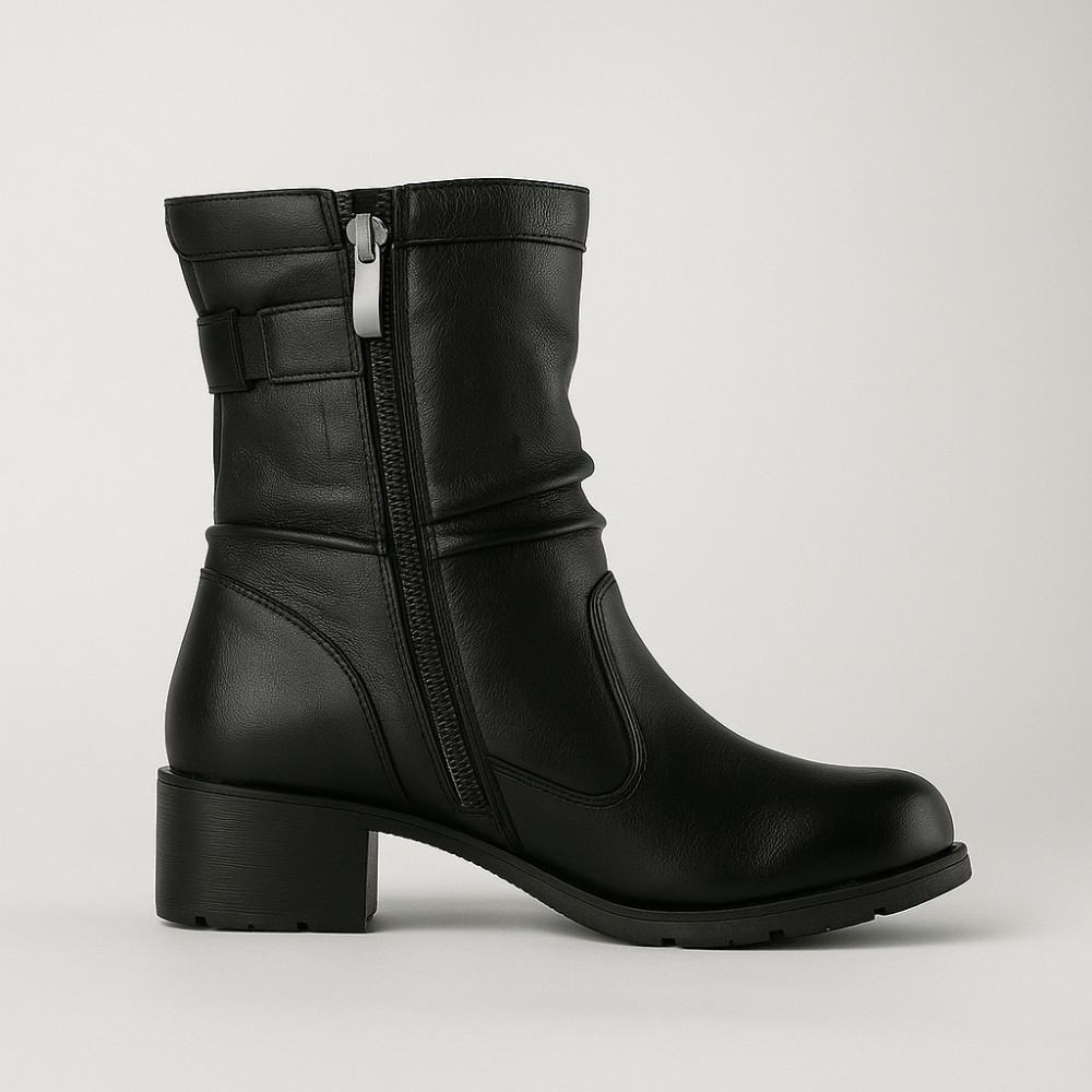 Жіночі анатомічні напівчоботи AXEL 4417-6042 чорні для широкої стопи