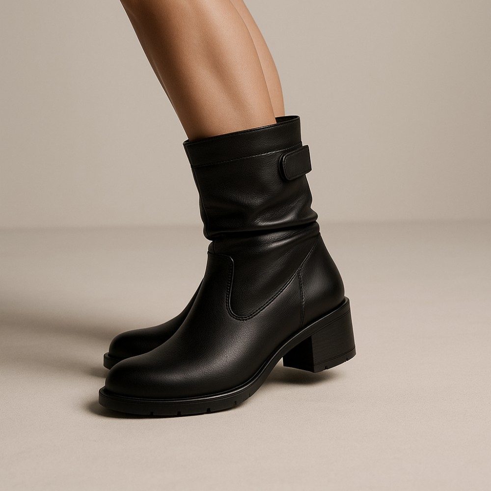 Жіночі анатомічні напівчоботи AXEL 4417-6042 чорні для широкої стопи