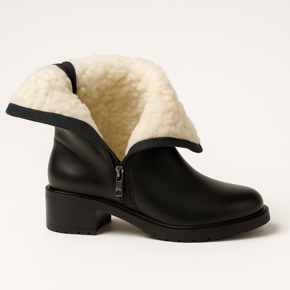 Жіночі анатомічні напівчоботи AXEL 4417-6042 чорні для широкої стопи