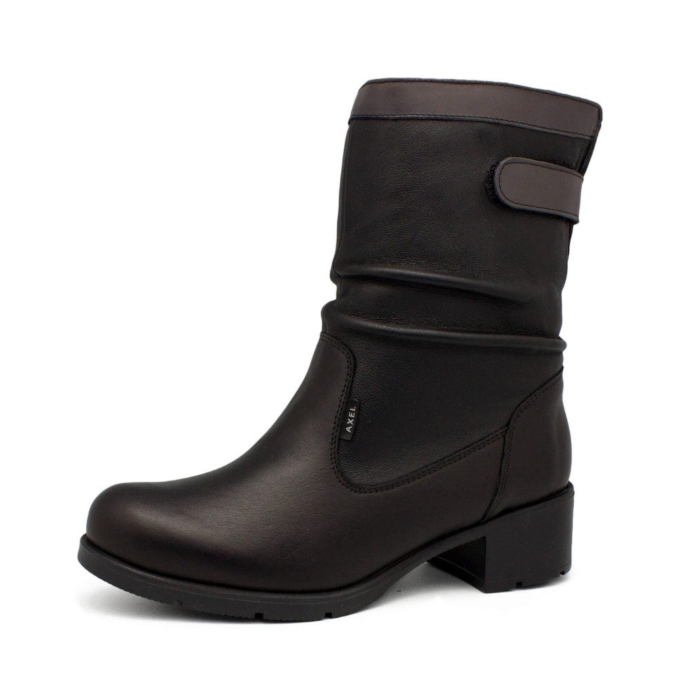 Жіночі анатомічні напівчоботи AXEL 4417-6042 чорні для широкої стопи