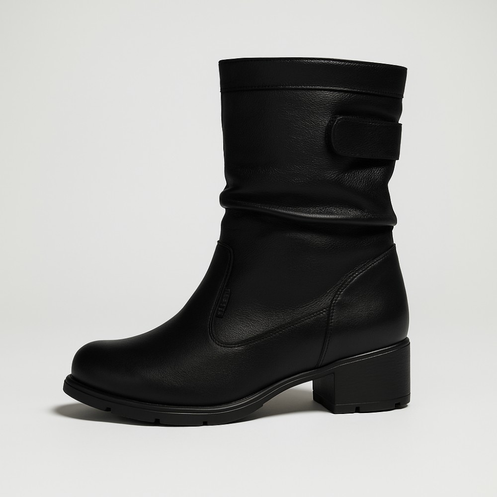 Жіночі анатомічні напівчоботи AXEL 4417-6042 чорні для широкої стопи