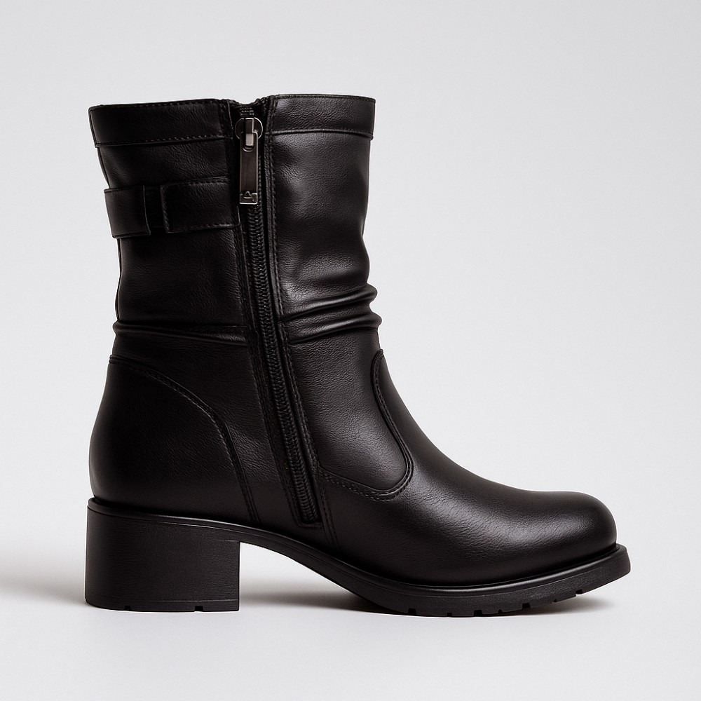 Жіночі анатомічні напівчоботи AXEL 4417-6042 чорні для широкої стопи