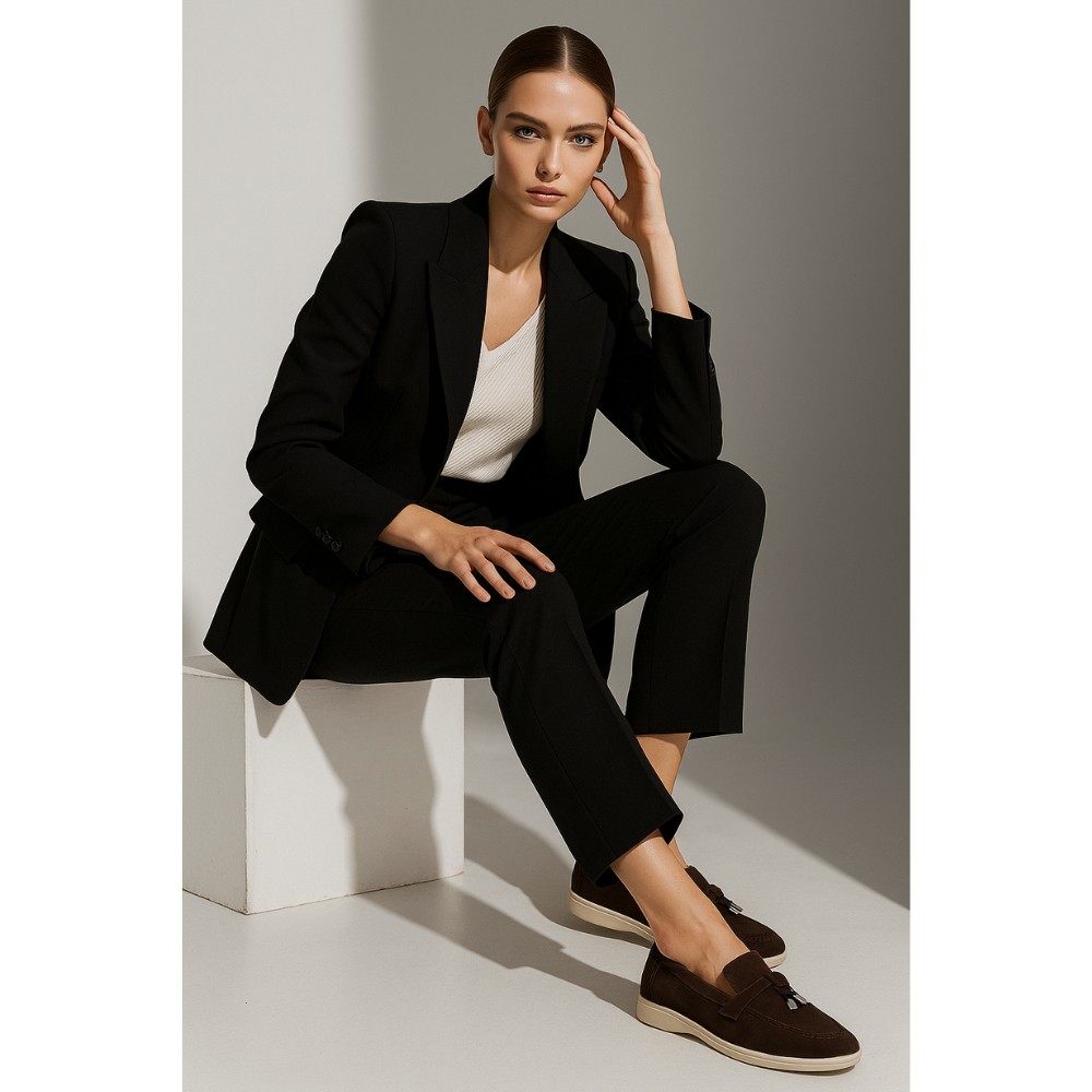 Женские замшевые лоферы Loro Piana Summer Charms Walk, шоколад - 206182 206182 1098ТZ-E 340-3041-36 C 6043