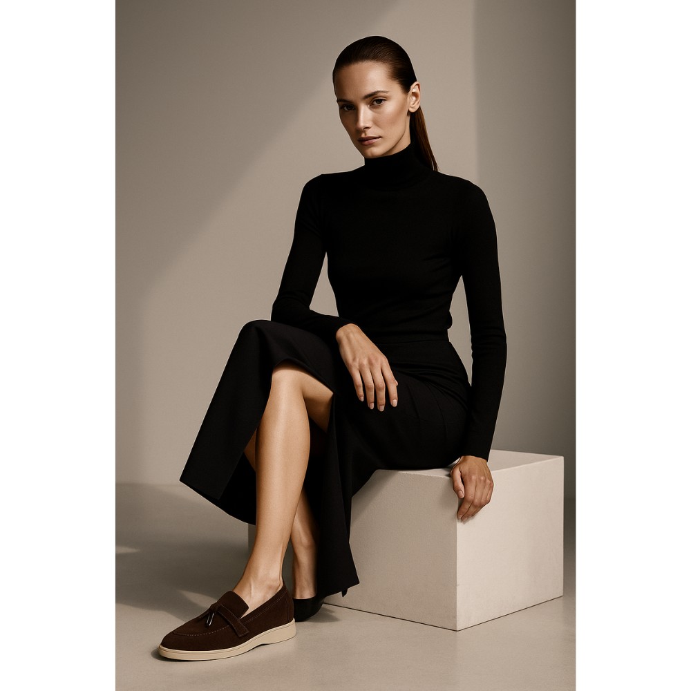 Женские замшевые лоферы Loro Piana Summer Charms Walk, шоколад - 206182 206182 1098ТZ-E 340-3041-36 C 6043