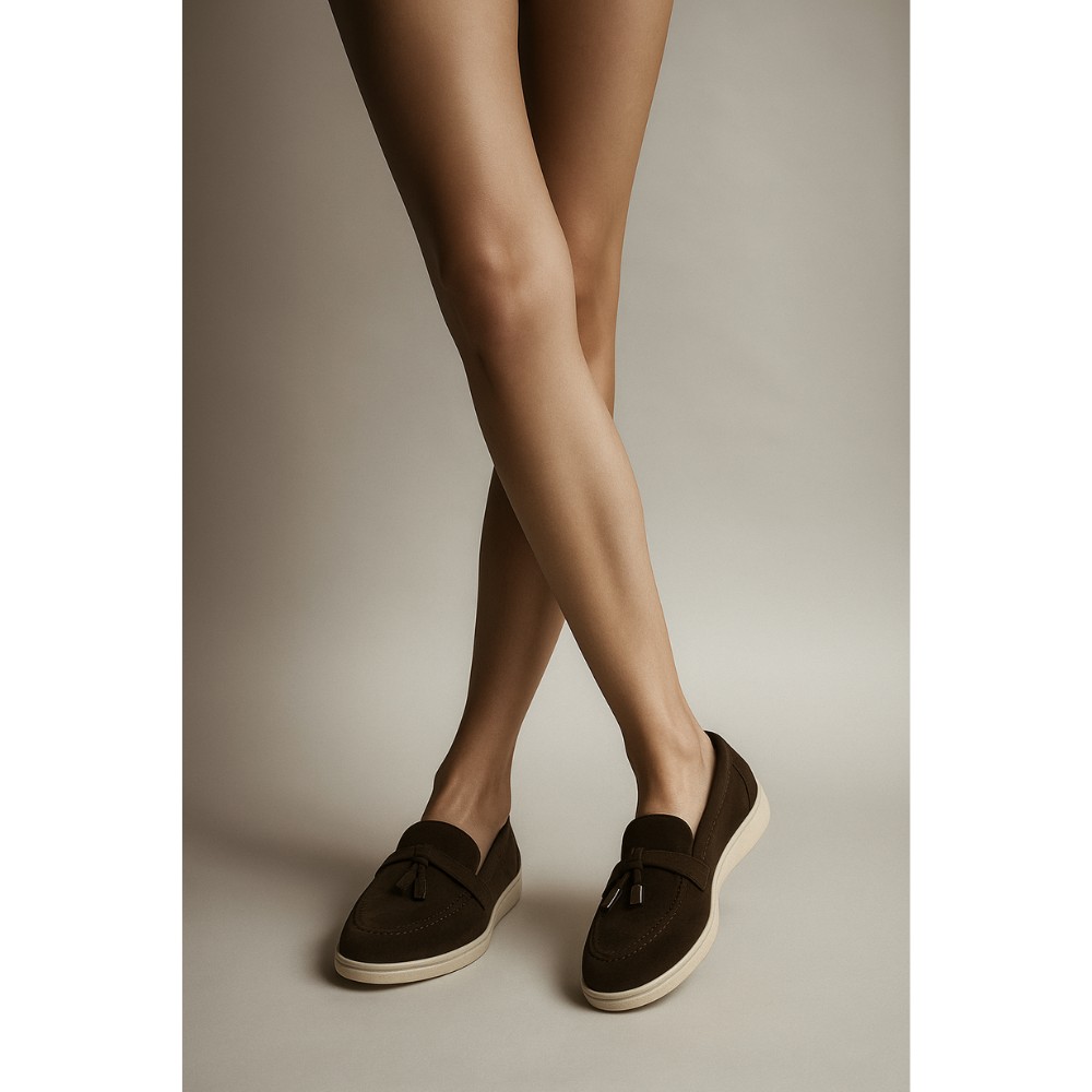 Женские замшевые лоферы Loro Piana Summer Charms Walk, шоколад - 206182 206182 1098ТZ-E 340-3041-36 C 6043