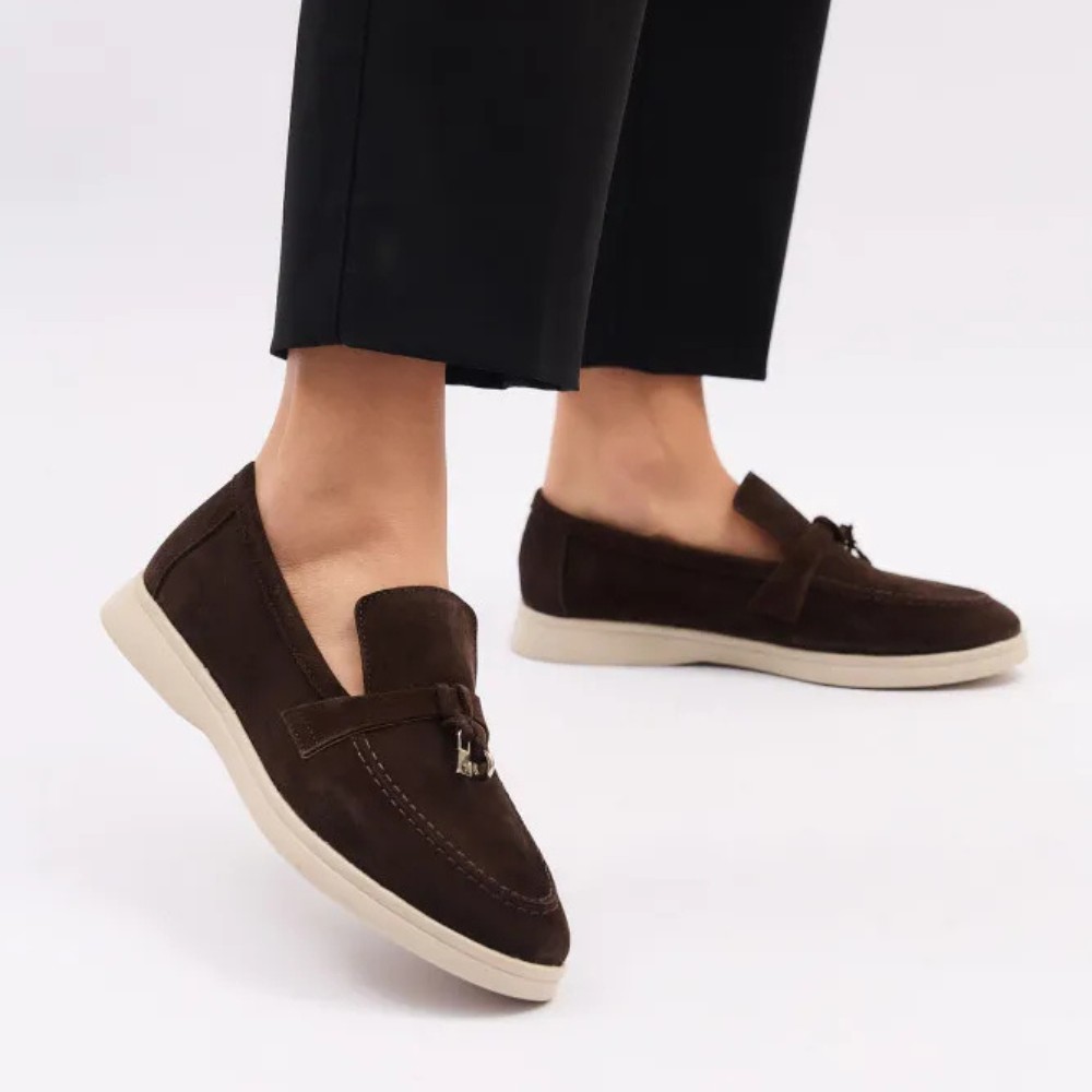 Женские замшевые лоферы Loro Piana Summer Charms Walk, шоколад - 206182 206182 1098ТZ-E 340-3041-36 C 6043