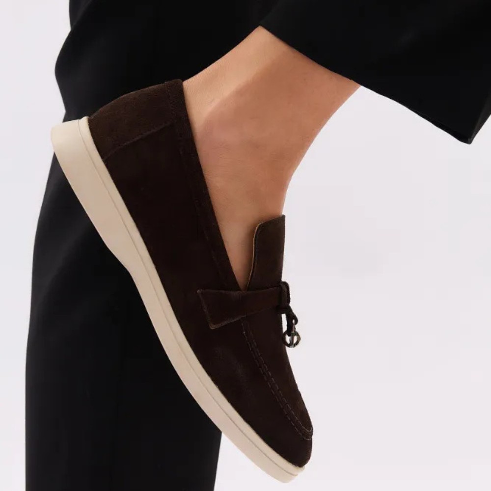 Женские замшевые лоферы Loro Piana Summer Charms Walk, шоколад - 206182 206182 1098ТZ-E 340-3041-36 C 6043