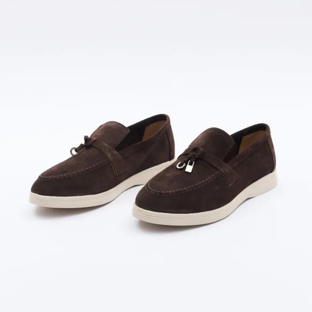 Женские замшевые лоферы Loro Piana Summer Charms Walk, шоколад - 206182 206182 1098ТZ-E 340-3041-36 C 6043