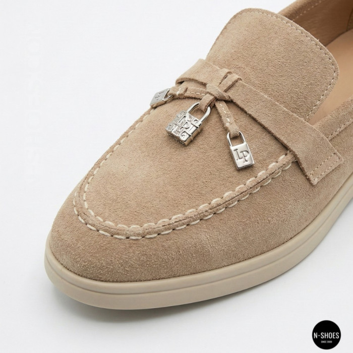 Бежевые замшевые лоферы Loro Piana Summer Charms Walk 206180 1098TZ-A 340-3041-32 C 6228