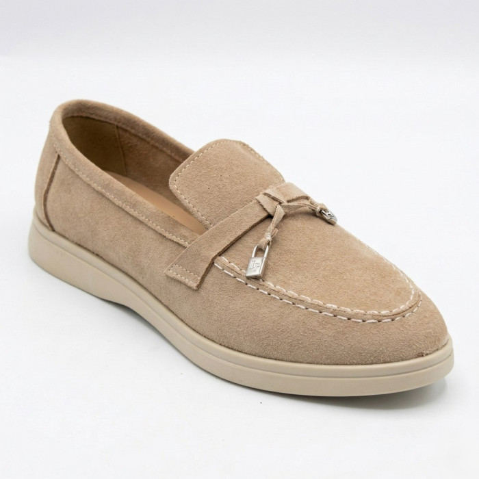 Бежевые замшевые лоферы Loro Piana Summer Charms Walk 206180 1098TZ-A 340-3041-32 C 6228