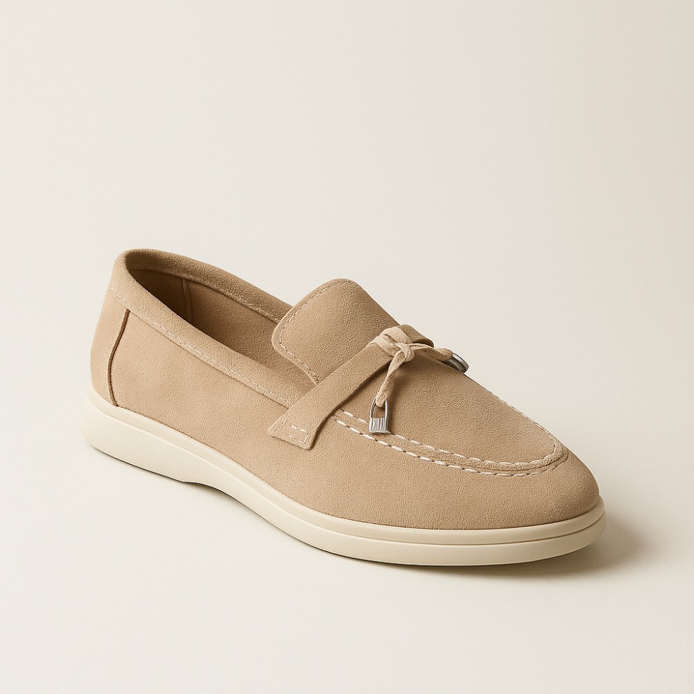 Жіночі лофери Loro Piana Summer Charms Walk, бежеві, замша - 206180 1098TZ-A 340-3041-11 C 6044