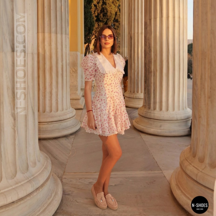 Бежевые замшевые лоферы Loro Piana Summer Charms Walk 206180 1098TZ-A 340-3041-32 C 6228