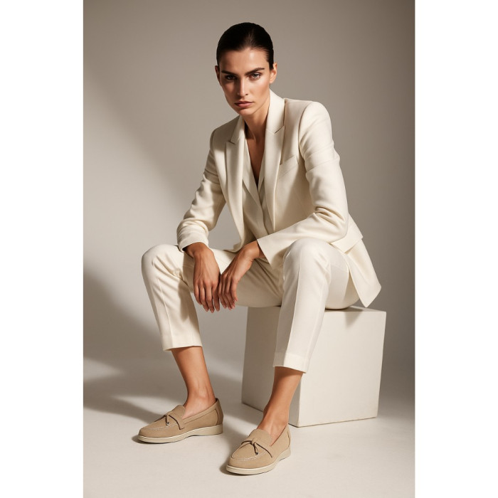 Бежевые замшевые лоферы Loro Piana Summer Charms Walk 206180 1098TZ-A 340-3041-32 C 6228
