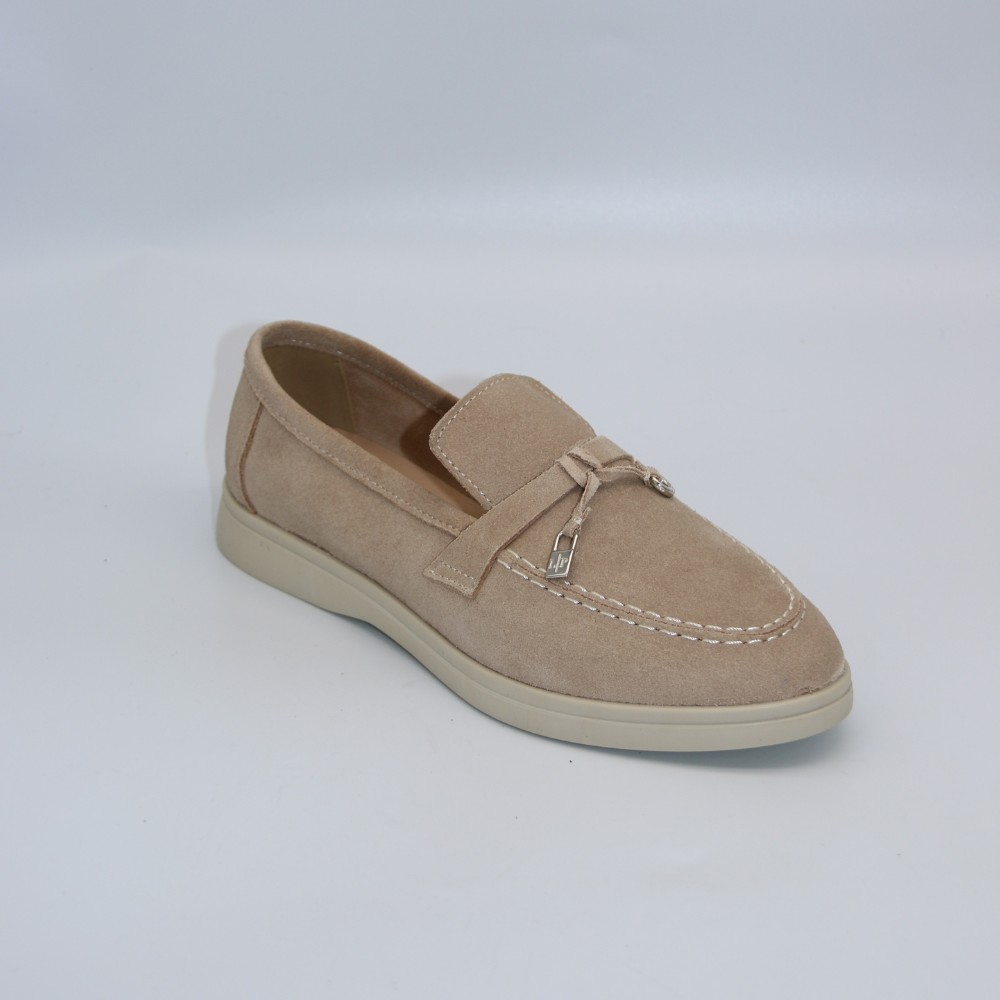 Жіночі лофери Loro Piana Summer Charms Walk, бежеві, замша - 206180 1098TZ-A 340-3041-11 C 6044