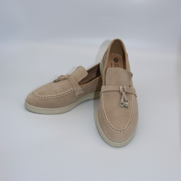 Бежевые замшевые лоферы Loro Piana Summer Charms Walk 206180 1098TZ-A 340-3041-32 C 6228